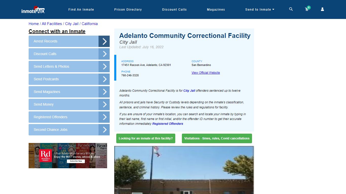 Adelanto Community Correctional Facility | Inmate Locator